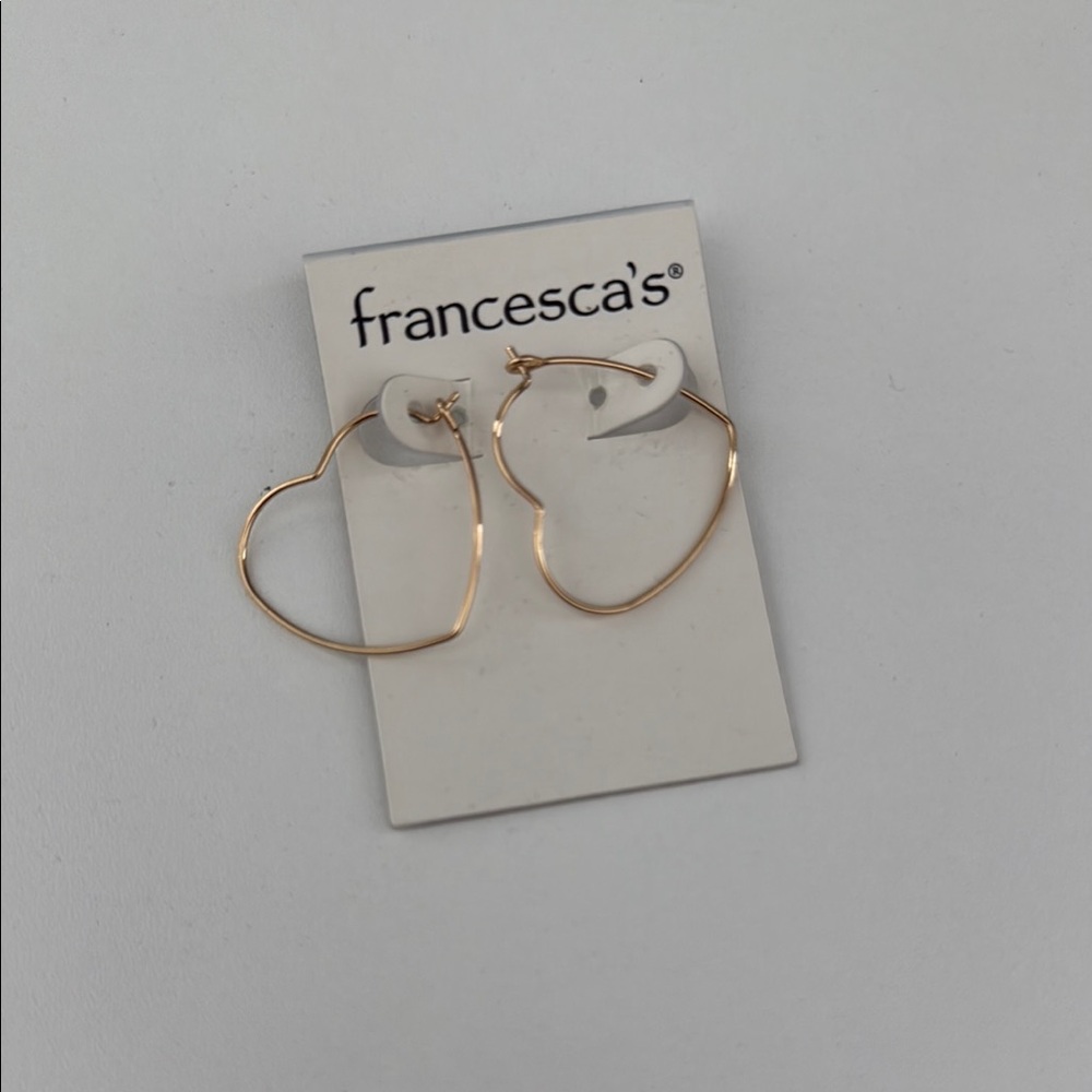 Francesca's Collections Gold Heart Hoops